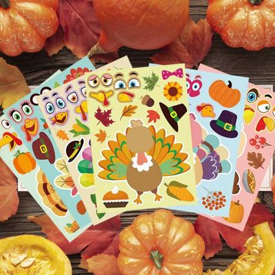 Offset printing Cartoon Face Sticker 80gram Pumpkin Decorating Stickers