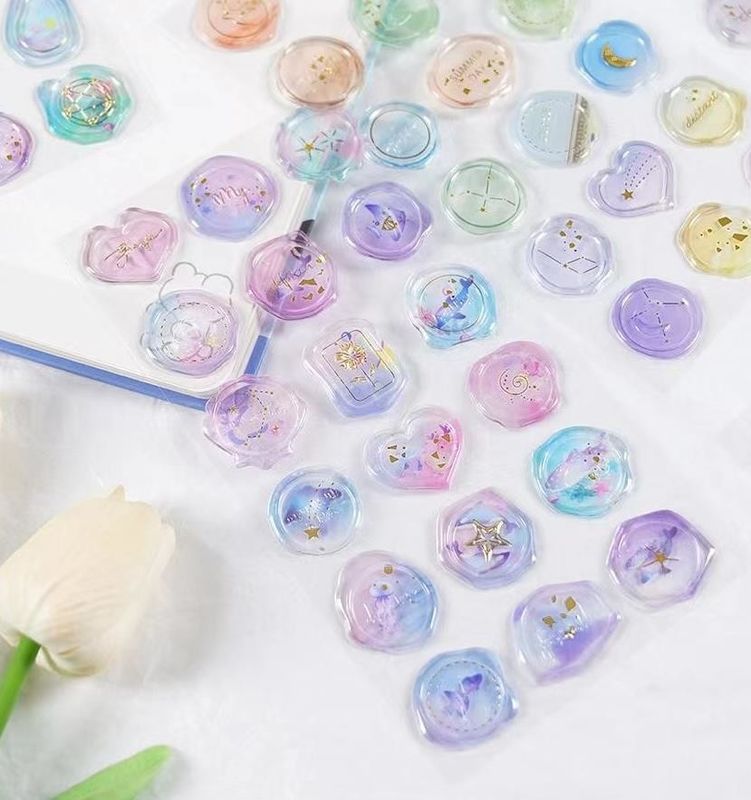 Custom Logo Decoration Used Self Adhesive Transparent Wax Seal Sticker